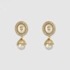 18K Double G Flower Pearl Earrings