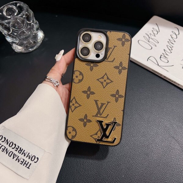 Lou Black Logo Leather iPhone Case