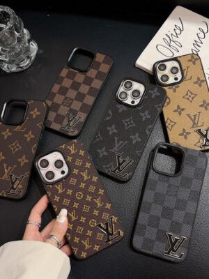 Lou Black Logo Leather iPhone Case