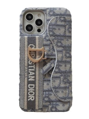 CD Black & Grey Fabric Card Bag iPhone Case