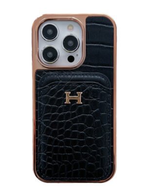 H Rose Gold Leather iPhone Case