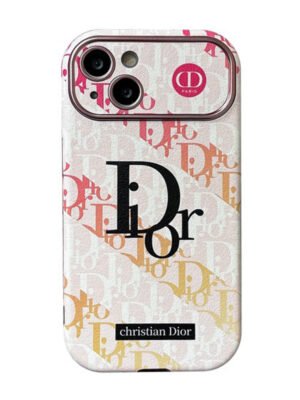 CD White & Brown Color Leather iPhone Case
