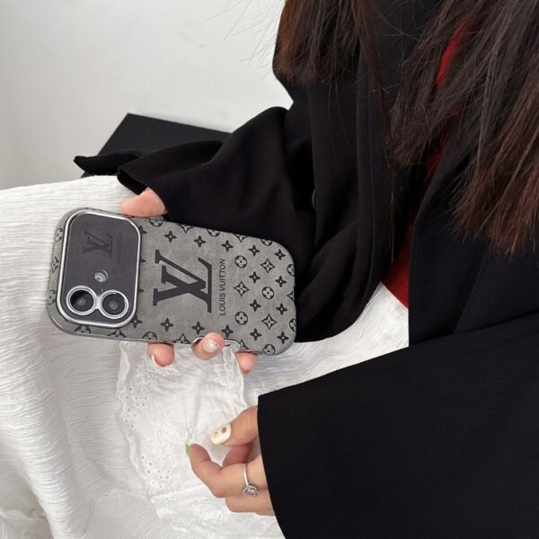 Lou Brown & Black Color Leather iPhone Case