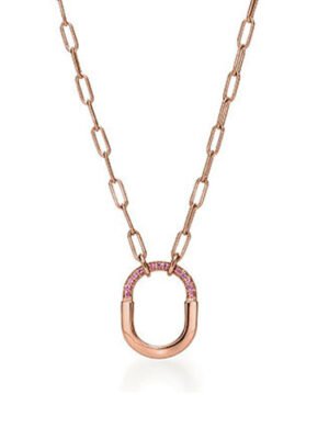 18K T Lock Pink Pav¨¦ Diamonds Necklace