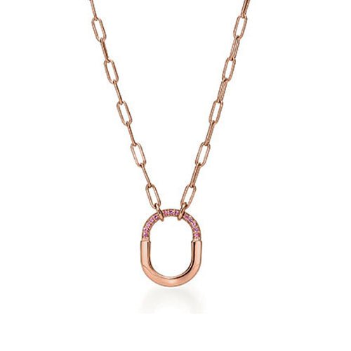 18K T Lock Pink Pav¨¦ Diamonds Necklace