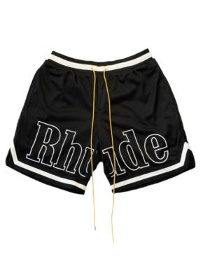 RHUDE COURT LOGO SHORTS BLACK/WHITE