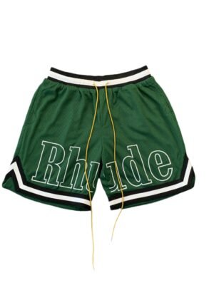 RHUDE COURT LOGO SHORTS GREEN