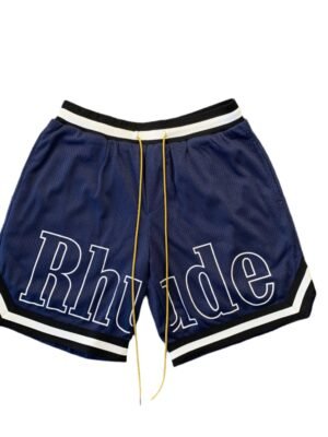 RHUDE COURT LOGO SHORTS NAVY