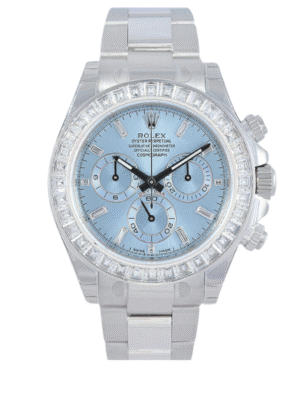 ROLEX COSMOGRAPH DAYTONA ICE BLUE BAGUETTE PLATINUM 40MM 116576TBR
