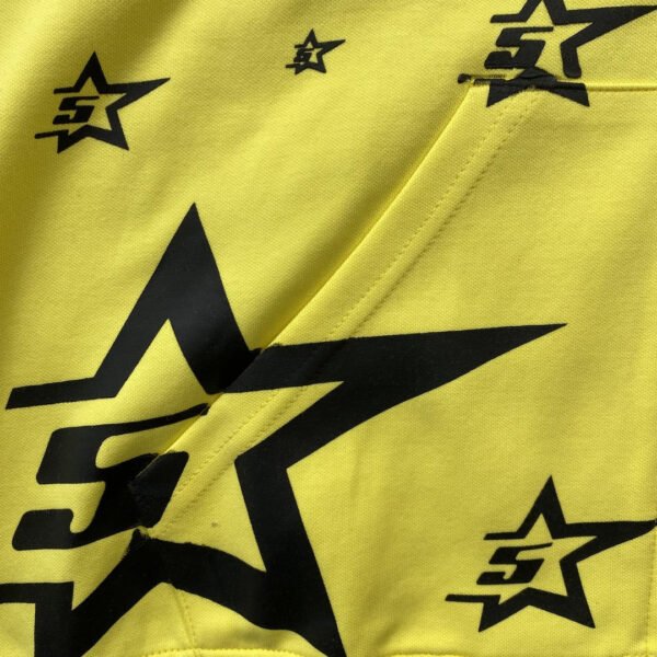 SP5DER DOUBLE LAYER 5 STAR ZIP HOODIE YELLOW