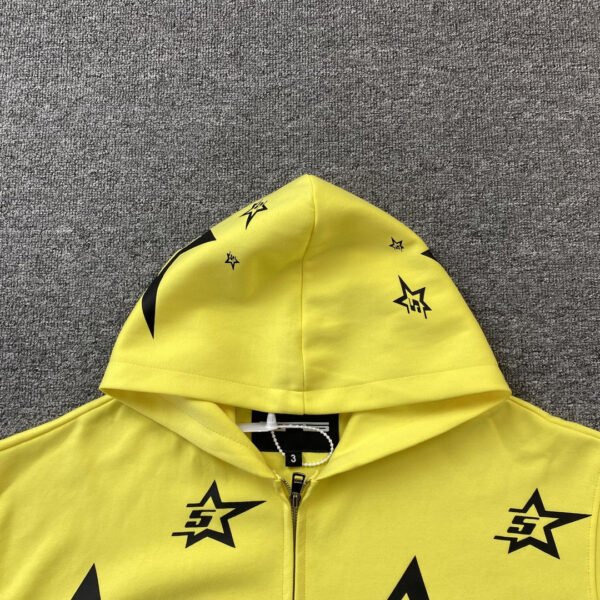 SP5DER DOUBLE LAYER 5 STAR ZIP HOODIE YELLOW