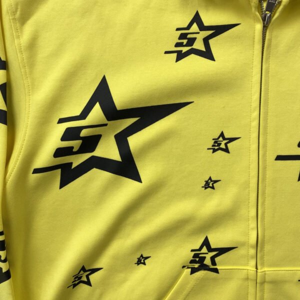 SP5DER DOUBLE LAYER 5 STAR ZIP HOODIE YELLOW