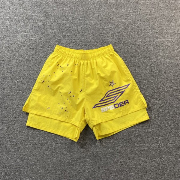 SP5DER DOUBLE LAYER SHORTS YELLOW