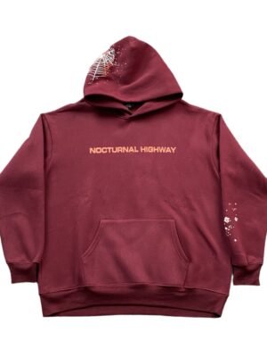 SP5DER NOCTURNAL HIGHWAY HOODIE BURGUNDY