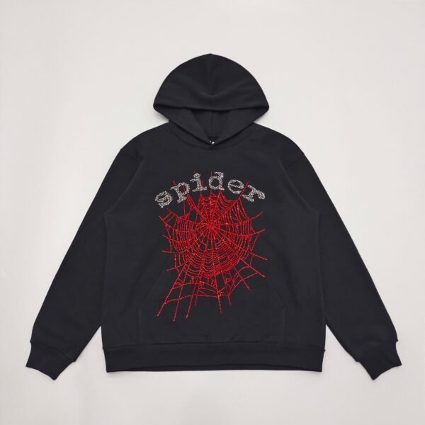 SP5DER OG RHINESTONE LOGO HOODIE BLACK