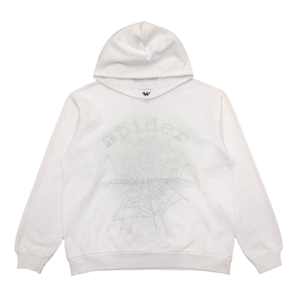 SP5DER OG RHINESTONE LOGO HOODIE WHITE