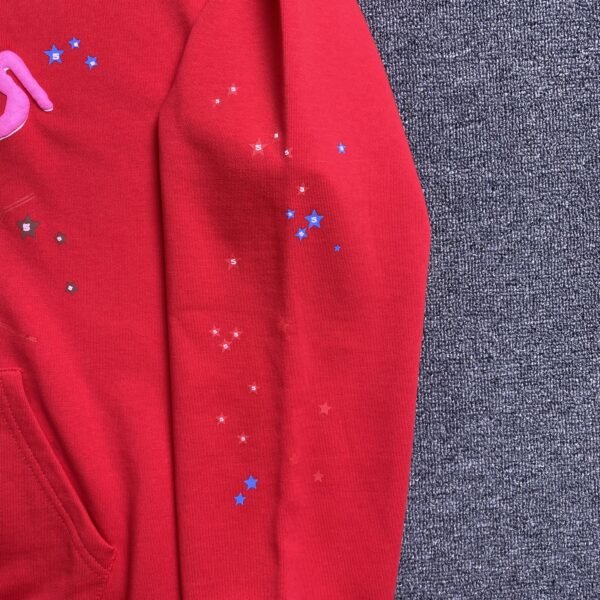 SP5DER WORLDWIDE RED ANGEL NUMBER 555 HOODIE RED