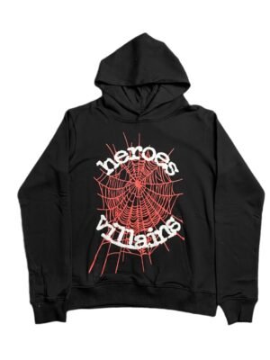 SP5DER x METRO BOOMIN HEROS AND VILLAINS HOODIE BLACK