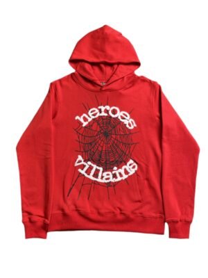 SP5DER x METRO BOOMIN HEROS AND VILLAINS HOODIE RED