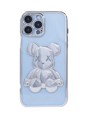 Silver Reflective Bear Transparent iPhone Case