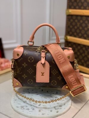 LV Petite Malle Souple Monogram Canvas Pink For Women, Women¡¯s Handbags, Shoulder And Crossbody Bags 7.9in/20cm LV M45531