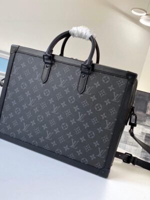LV Soft Trunk Briefcase Monogram Eclipse Canvas For Men, Bags, Shoulder And Crossbody Bags 11.4in/29cm LV M44952