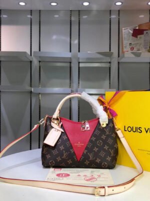 LV V Tote BB Monogram Canvas Cerise Red For Women, WoBags, Shoulder And Crossbody Bags 10.6in/27cm LV M43966