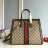 gg Ophidia gg Medium Tote Bag Beige/Ebony gg Supreme Canvas With Brown For Women 13in/33cm gg 524537 K05NB 8745
