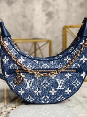 LV Loop Since 1854 Jacquard Navy Blue By Nicolas Ghesqui¨¨re For Cruise Show, WoHandbags 9.1in/23cm LV M81166