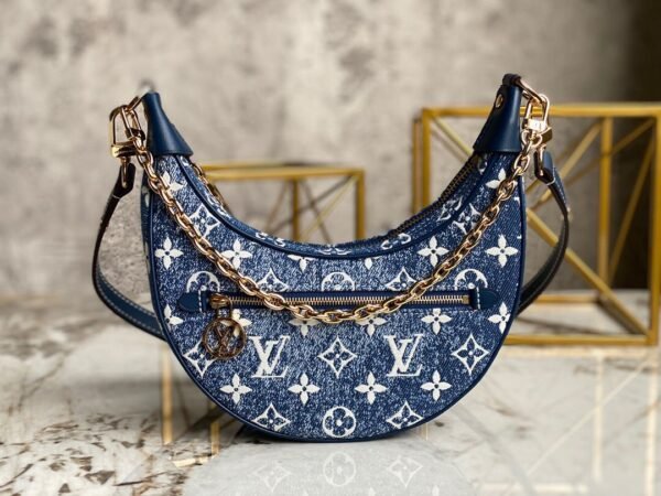 LV Loop Since 1854 Jacquard Navy Blue By Nicolas Ghesqui¨¨re For Cruise Show, WoHandbags 9.1in/23cm LV M81166