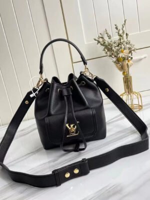 LV Lockme Bucket Black For Women,  Shoulder And Crossbody Bags 9.1in/23cm LV M57687