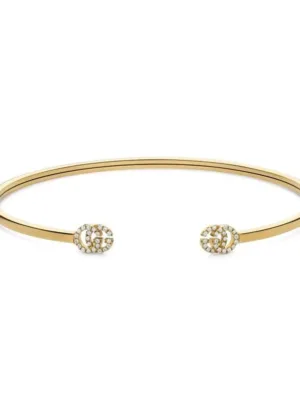 18K Double G Running Diamond Cuff Bracelet