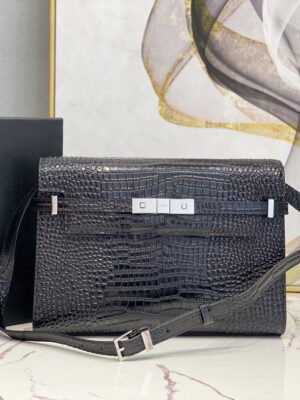 YSSL Manhattan Shoulder Bag In-Shiny Black For Women 11.4in/29cm YSL 579271DND0J1000