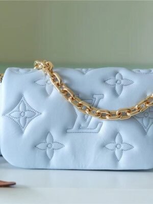 LV Wallet On Strap Bubblegram Monogram In Wallets and Small Leather Goods For Women Bleu Glacier Blue 7.9in/20cm LV M81399