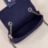 FI Baguette Chain Midi Navy Blue FF Fabric Bag For Woman 14.5cm/6in
