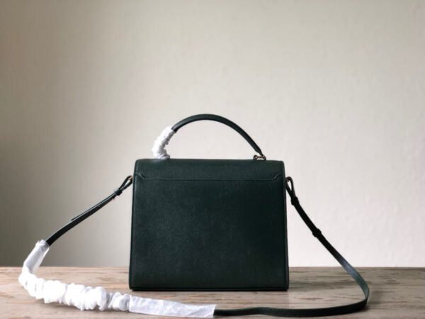 YSSL Cassandra Medium Top Handle Bag In Grain De Poudre Embossed Dark Green For Women 9.6in/25cm?