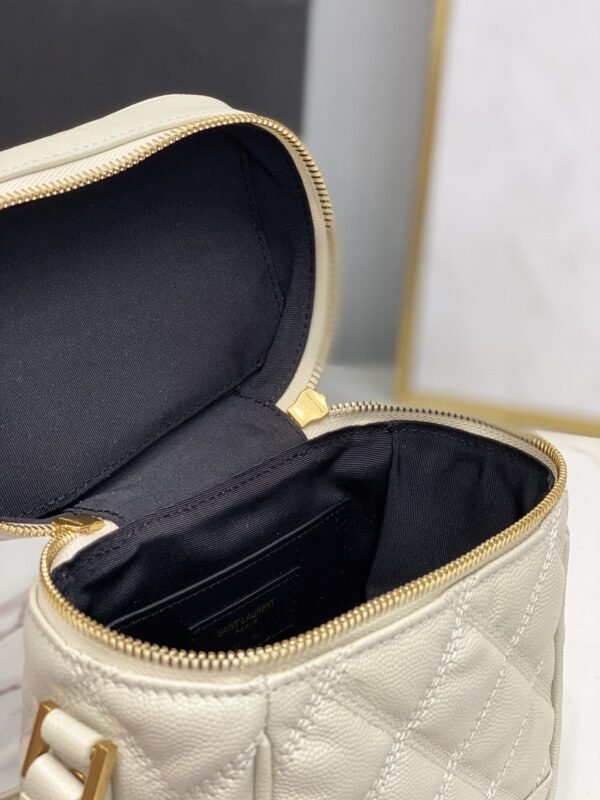 a3100373 YSSL Vanity Bag In Carr¨¦-Quilted Grain De Poudre White For Women 6.4in/16.5cm YSL 649779DME279207