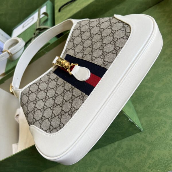 gg Jackie 1961 Small Shoulder Bag Beige And Ebony gg Supreme Canvas For Women 11in/28cm 636706 HUHHG 9794