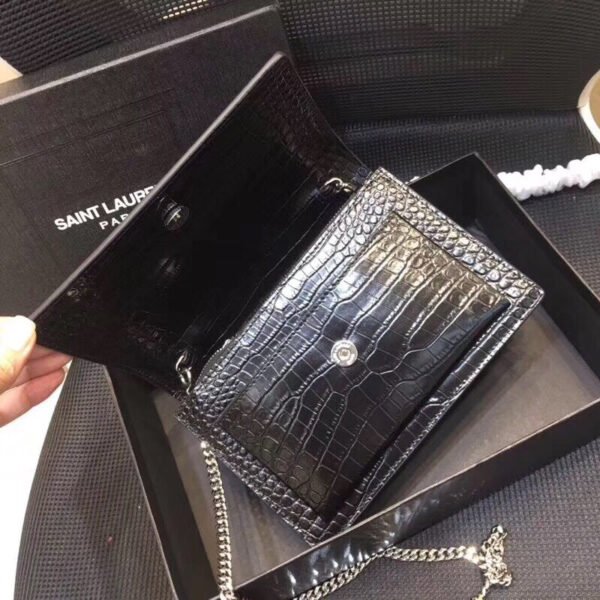 YSSL Sunset Chain Wallet ?In-Embossed Black For Women 8.2in/21cm YSL