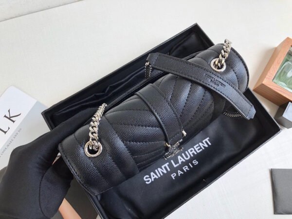 YSSL Envelope Small Bag In Mix Matelass¨¦ Grain De Poudre Black For Women 8.2in/21cm YSL 600195BOW921000