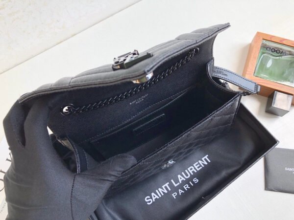 YSSL Envelope Small Bag In Mix Matelass¨¦ Grain De Poudre Black For Women 8.2in/21cm YSL 600195BOW981000