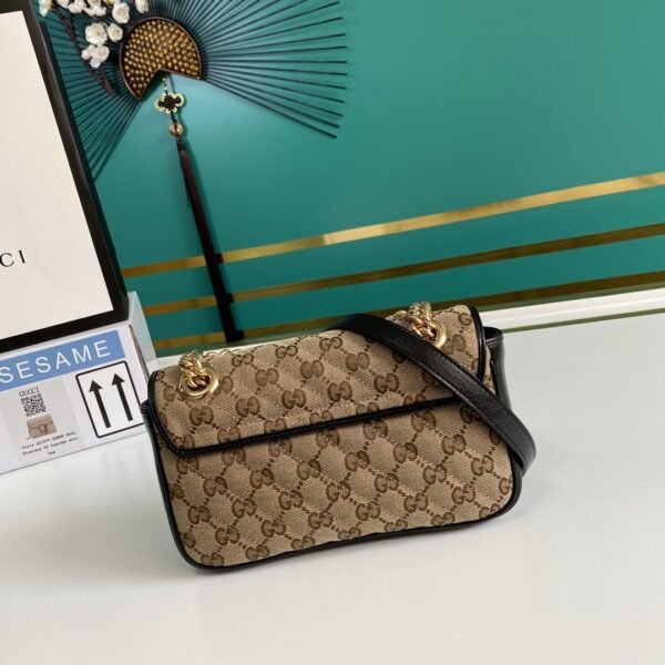 gg Marmont Matelass¨¦ Mini Bag Beige/Ebony Diagonal Matelass¨¦ Original gg Canvas For Women  8.5in/22cm 446744