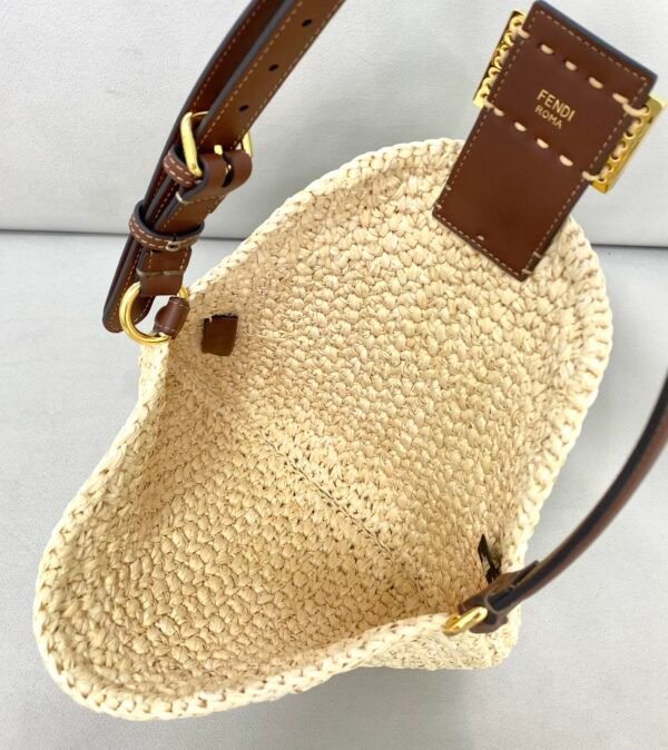 FI Small Croissant Hobo Bag Raffia For Women, Handbags, Shoulder Bags 11.4in/29cm FF 8BR790AFGJF1E1B