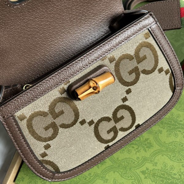 gg Bamboo 1947 Jumbo gg Small Top Handle Bag Camel And Ebony Jumbo gg Canvas Brown For Women 8.3in/21cm 675797 UKMDT 2570