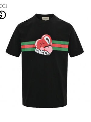 Gucci Black T-Shirt with Heart Graphic