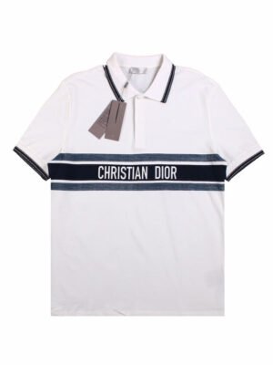 Christian Dior "Striped Logo" Polo Shirt
