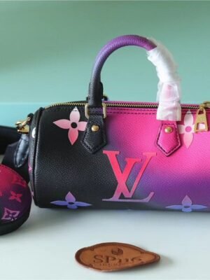 LV Papillon BB Bag Classic Monogram For Women 20cm Midnight Fuchsia LV M59860