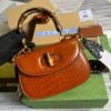 gg Bamboo 1947 Crocodile Top Handle Bag Red For Women, Women’s Bags 10.2in/26cm gg