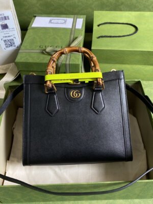 gg Diana Small Tote Bag Black For Women 11in/27cm gg 702721 U3ZDT 1260
