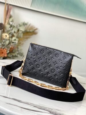 LV Coussin PM Monogram Embossed Puffy Black For Women, Women¡¯s Handbags, Shoulder And Crossbody Bags 10.2in/26cm LV M57790